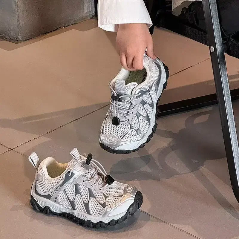 

2026 Spring Autumn Children Shoes KPOP Leather Breathable Kids Outdoor Casual Shoes Non-slip Fashion Toddler Girls Boys Sneakers