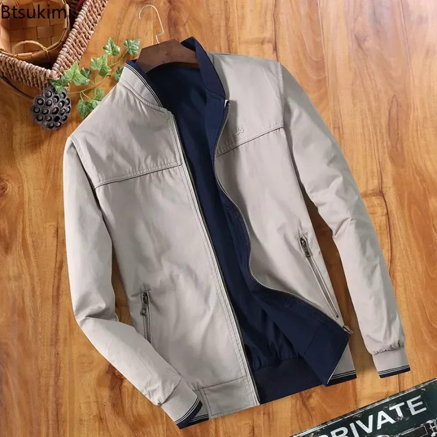 New2025 Men's Pure Cotton Jackets Fashion Casual Windbreaker Jacket Coat Hot Outwear Solid Stand Collar Slim Men's Warm Clothing