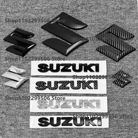 For SUZUKI Vitara SX4 S-Cross SWIFT Jimny Alto Alivio Solio Black chrome carbon Car Front Grille Hood  Rear Trunk Badge Logo