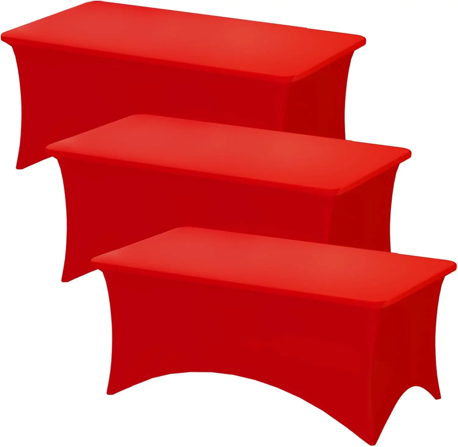

3 Pack Red Table Cloths Rectangle 6FT, Tablecloths Rectangular Stretch Spandex Fitted Table Covers 6 FT for Valentine's
