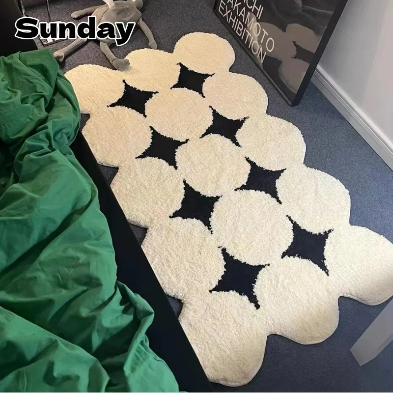 

Irregular Tufted Floor Mat Modern Bedroom Bedside Area Rug Fluffy Soft Carpet Home Decoracion Modern Thick Non-Slip Plush Rugs