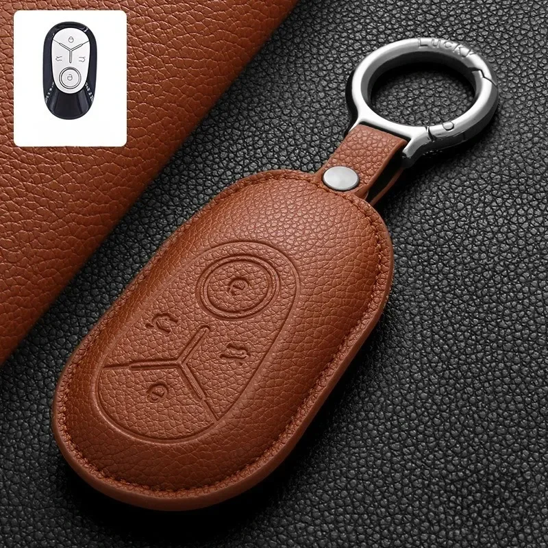 Leather smart key cover - close-up of button area