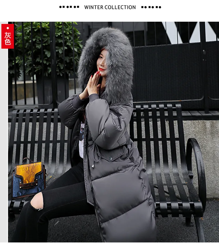 Korean Fashion Winter Solid Color Long-sleeved Down Cotton Jacket Women Bread Fur Collar 2026 New Korean Version Thickened Coat