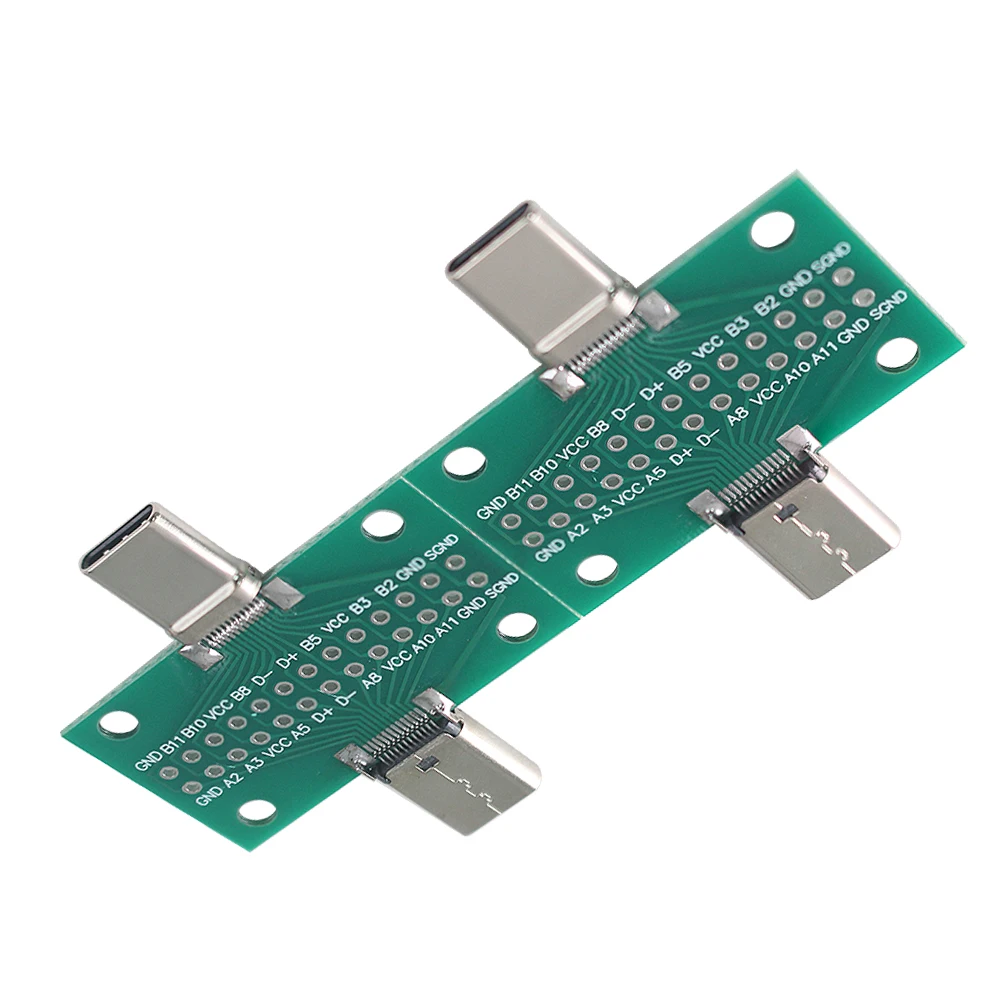 2pcs 24P USB 3.1 Test PCB Board Adapter Male to Female Type-C 2.54mm Connector Socket For Data Line Wire Cable Transfer