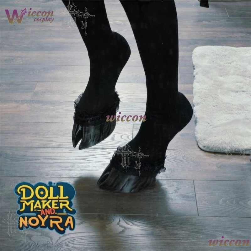Cos C COS Split Hoof Demonn Cosplay Shoes Gothic Two Toe Cloven Hoof Foot Covers Lace Socks Fantasy Anime Roleplay Halloween