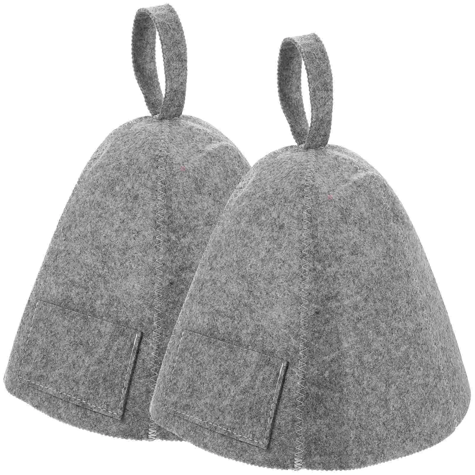 

2 Pcs Wool Hat Shower Cap Man Swimming Bath Men Caps and Hats 3200X2400X050CM Felt for Hair Travel
