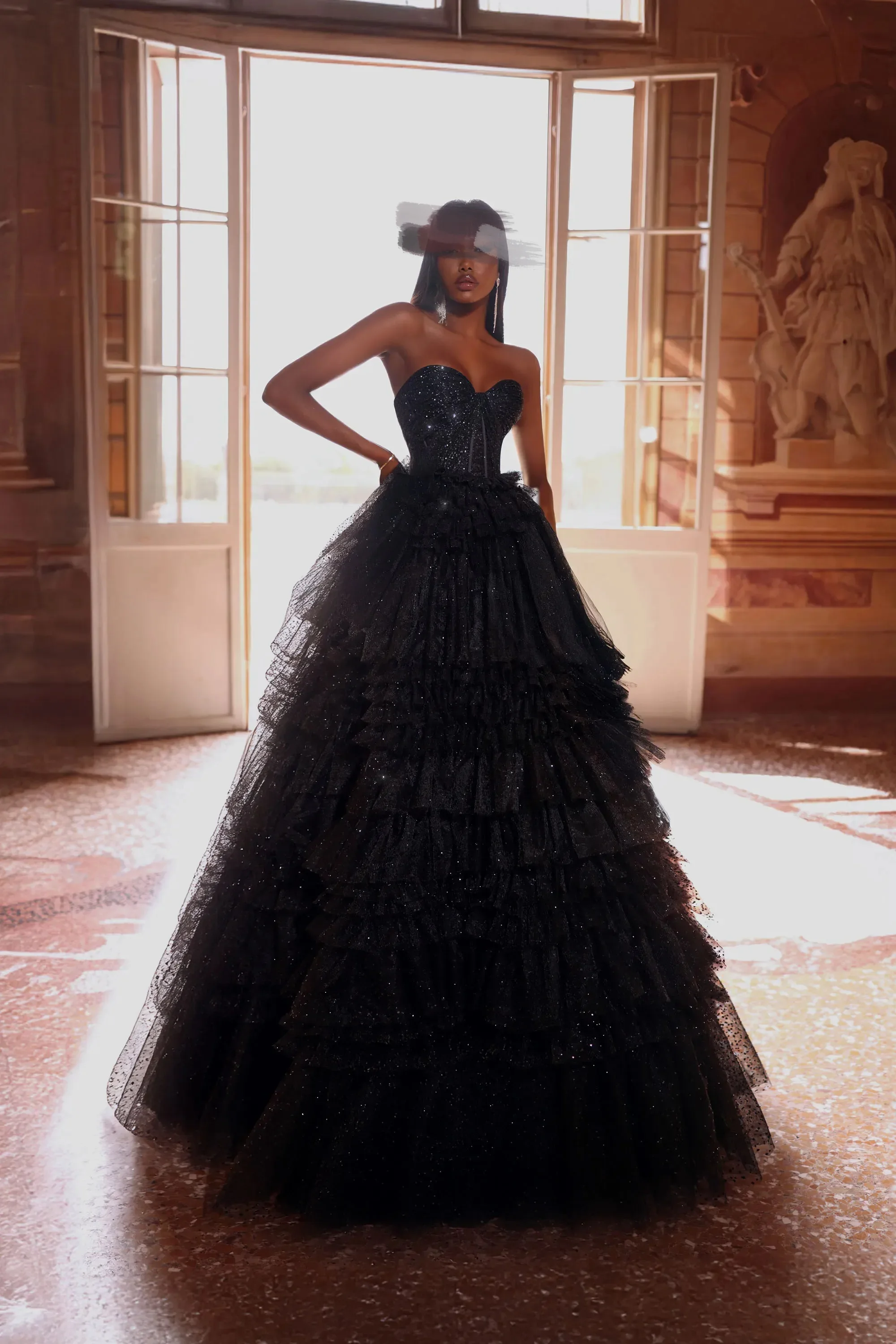 فستان سهرة ساحر باللون الأزرق الملكي بدون حمالات فستان كشكش متألق على شكل حرف a فستان رسمي للحفلات على الطراز الأرضي مخصص #4