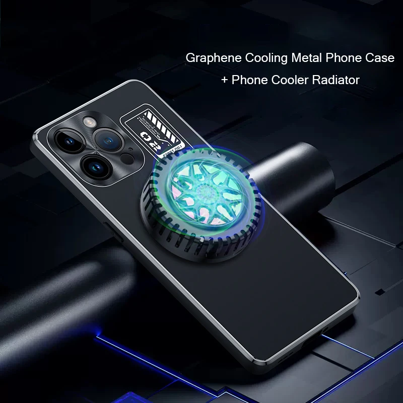 Graphene Cooling Phone Case for iphone 15 14 13 12 11 Pro Max Case Phone Cooler Cooling Radiator Heat Dissipation Metal Cover