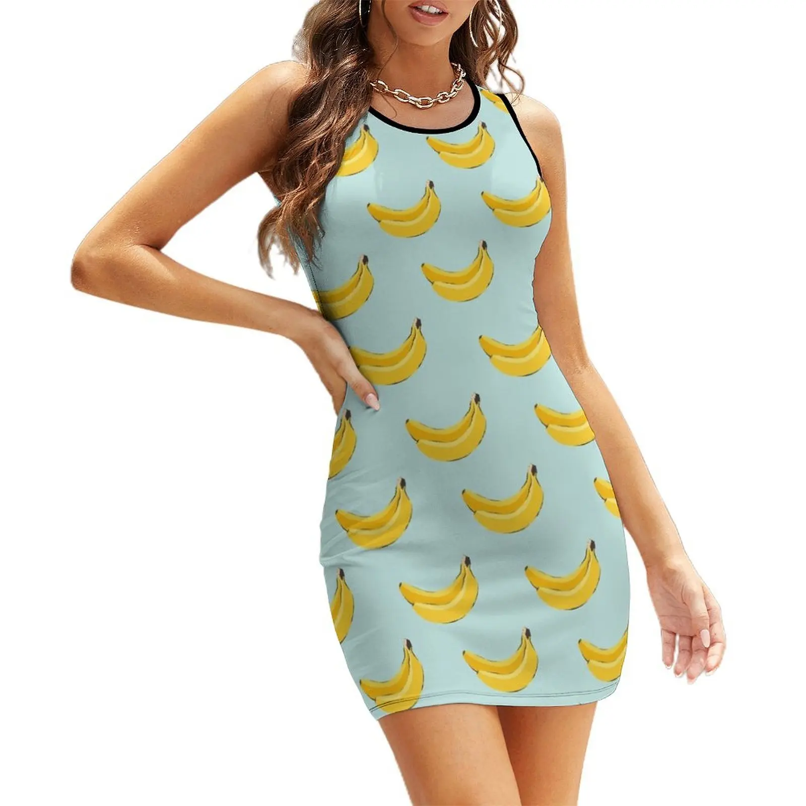 

banana pattern Sleeveless Sundress summer dress womens 2025 clothes for woman women's evening dresses summer dress korean women