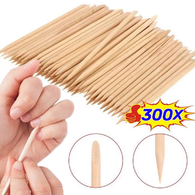 

50/300Pcs Wood grain dead leather push double-head drill pipe Cuticle Remove Art Nails Wood Sticks Manicure Pedicure Care Tools