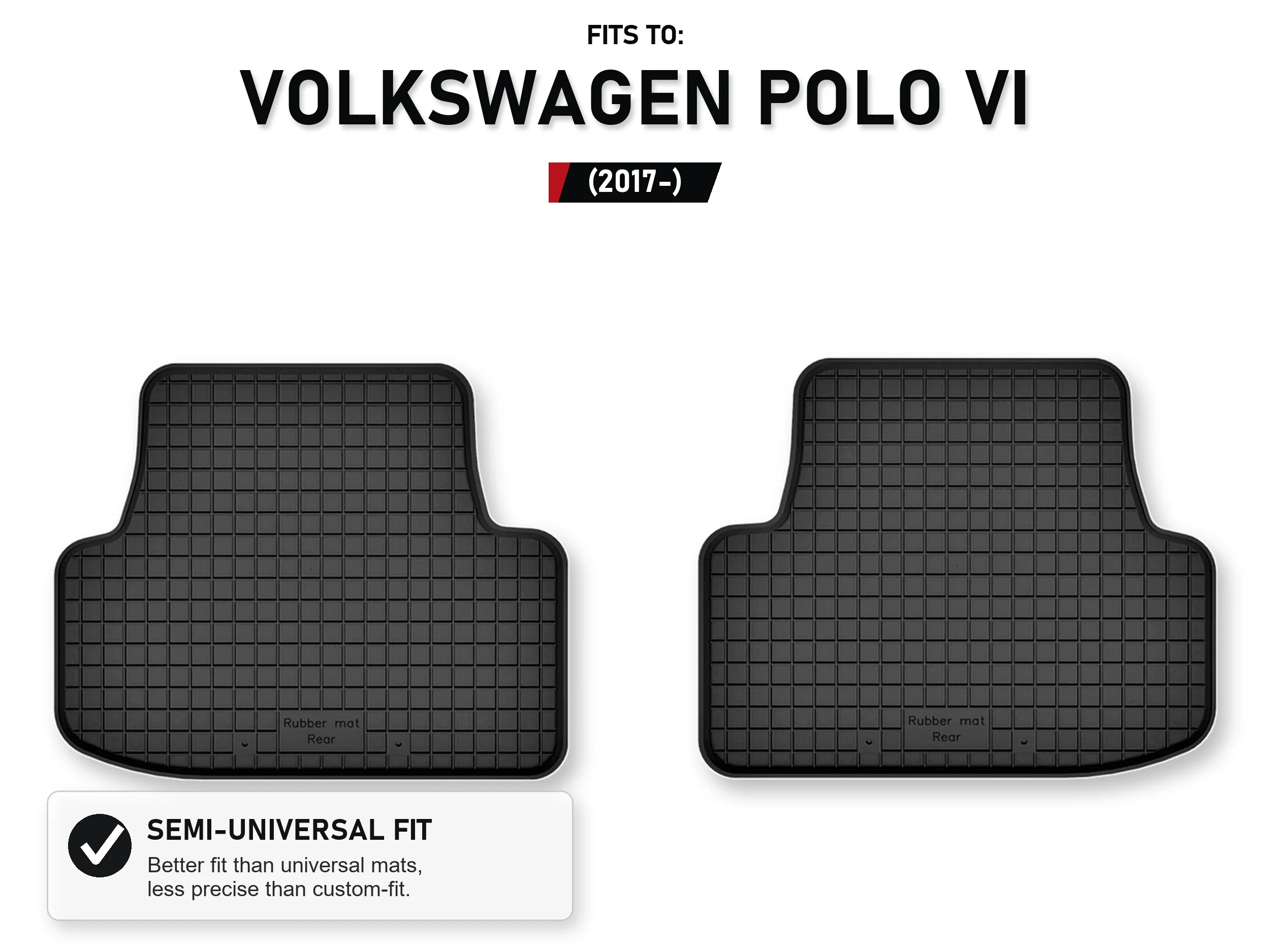 Rubberen bakmatten achteraan voor: Volkswagen Polo Vi 2017-, 2 stuks