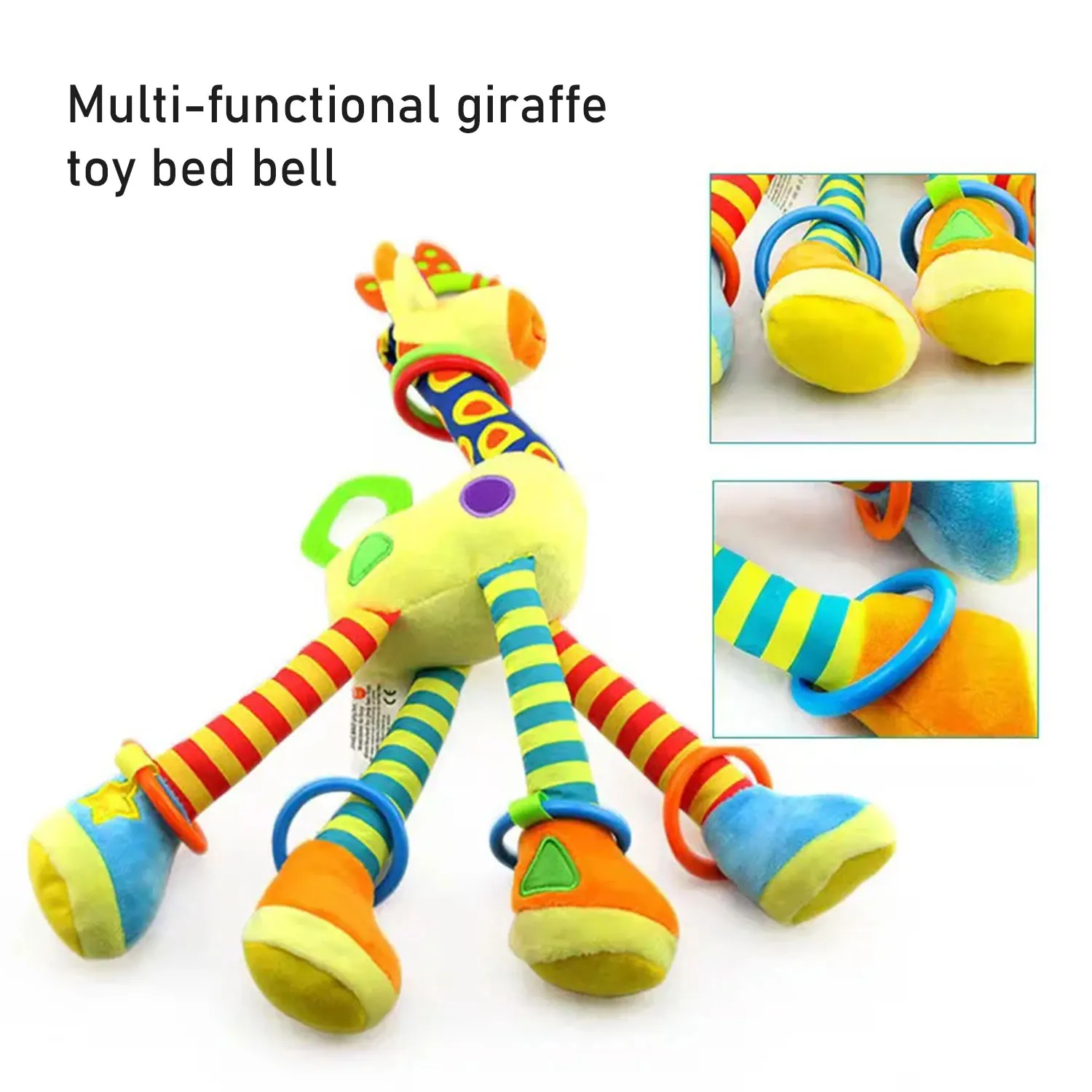 Newborn giraffe rattles plush toys cartoon animal toys cot stroller rattles hanging bell educational baby toys newborn gift