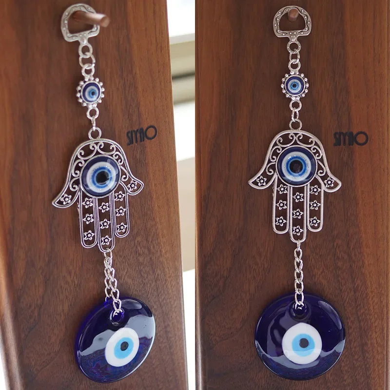 

1 Pc Alloy Palm and Devil's Eye Charm for Car Pendant Home Wind Chime Hanging Outdoor Gardening Decoration Crafts