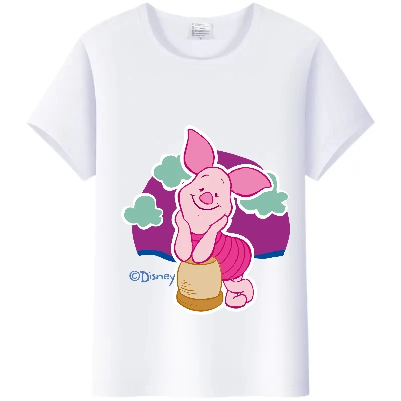 

Kawaii 2000s Clothes Tops Disney Cartoon Pooh Piglet Graphic t-shirt Ladies Summer Blouses Men White Tees Woman Oversized Tshirt