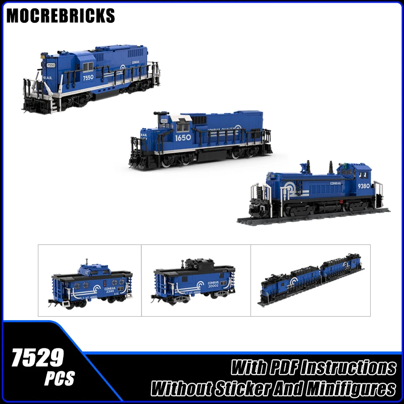 

MOC City Series Conrail GP15 SW1200 GP9 N5C N5B Caboose E-33 Поезд DIY Модель Строительный блок Высокотехнологичные кирпичи Игрушка для мальчика Рождественские подарки
