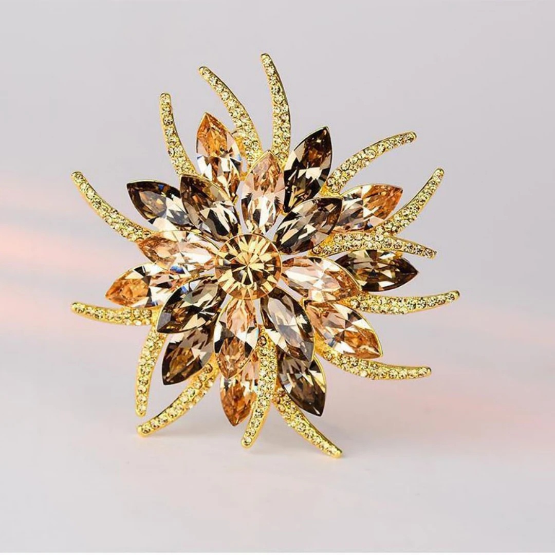 High-end women's luxury western accessories imitation crystal temperament creative simple atmosphere sun flower brooch