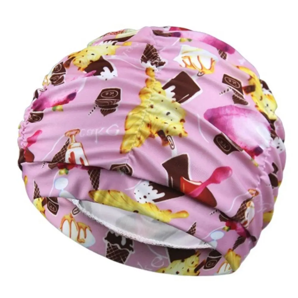 

Printed Fabric Oversized Swimming Cap Breathable Quick Drying Hot Spring Swimming Cap Long Hair Lightweight Bathing Cap