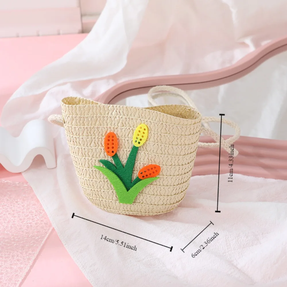 Petit sac à main en paille pour filles, sac à bandoulière, fleur, initié, enfants, nouveau