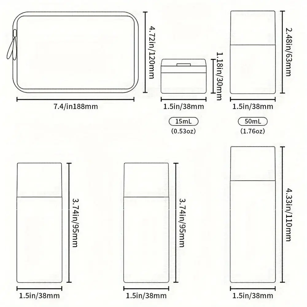 Portable Makeup Dispensing Bottles Empty Bottles Refillable Travel Bottles Set Nordic Style Leak Proof Cosmetic Containers