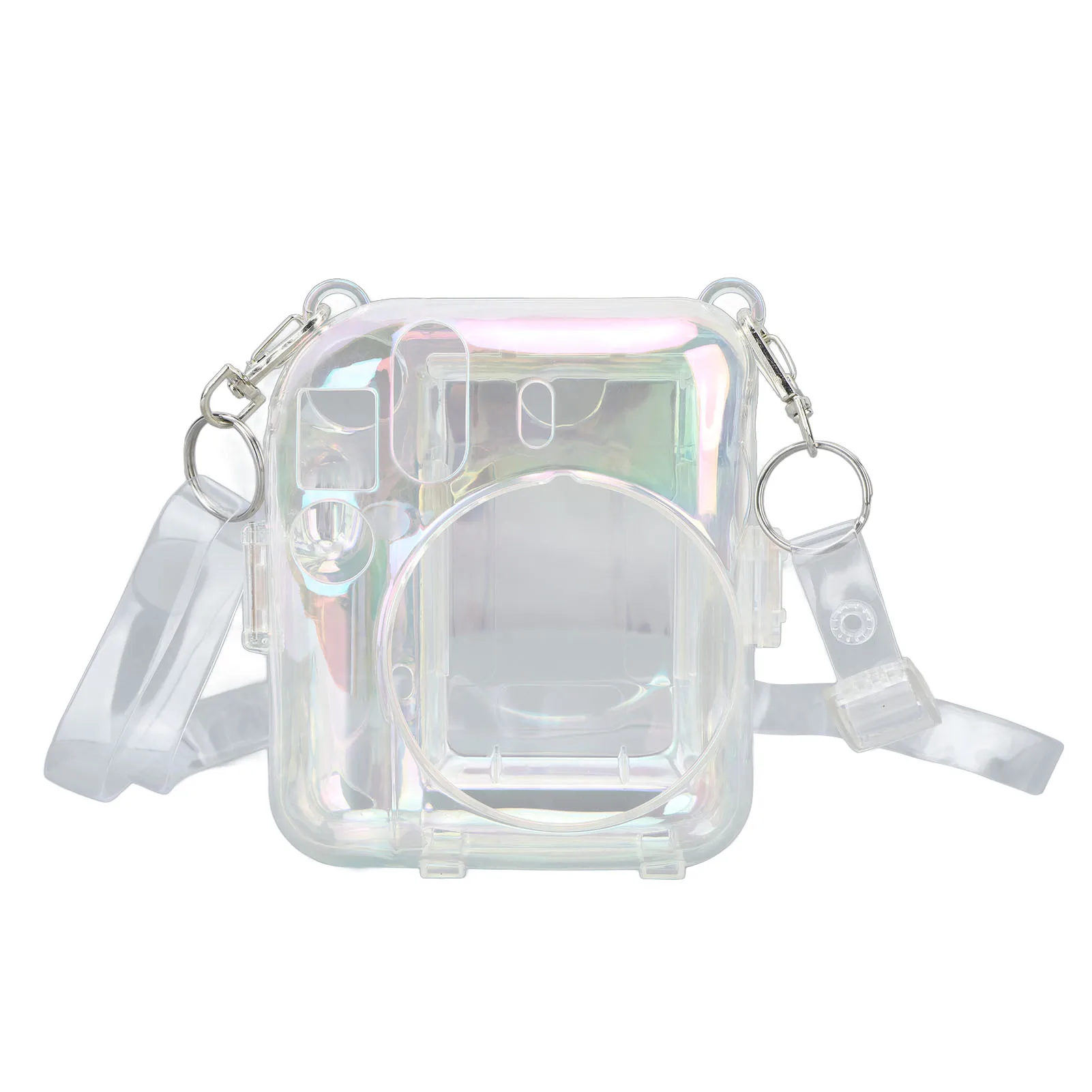 Clear Case for Fujifilm Instax Mini 12 PC Transparent Colorful Instant Camera Protective Carrying Case with Adjustable