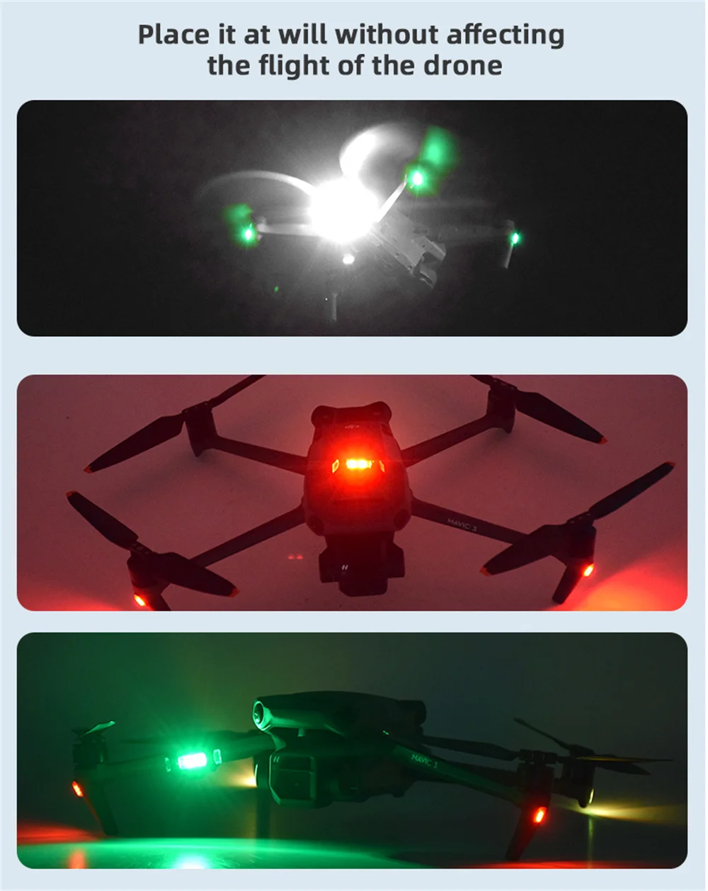 For DJI Mini 3 Pro Universal LED Flash Chargeable Light Drone Camera Drone Strobe Light 4 Lights Color Drone Accessories