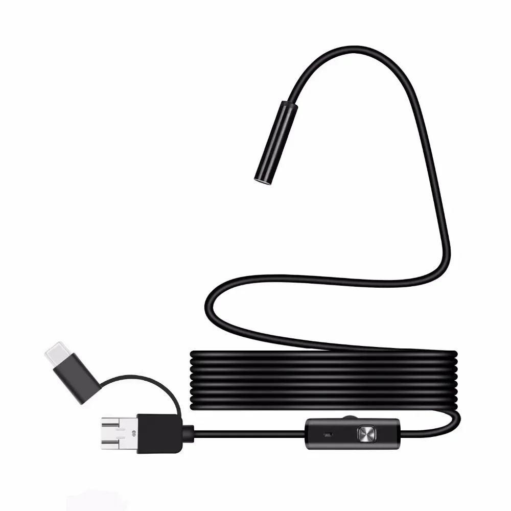 Mini Camera Endoscope HD 1200P IP67 2M Hard Flexible Tube Mirco USB Type-C Borescope Video Inspection for Android Car Endoscope