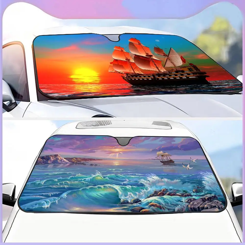 

Ship Cartoon Window Foils Heated Windshield Sunshade Car Front Window Visor Car Solar Protect Tools New