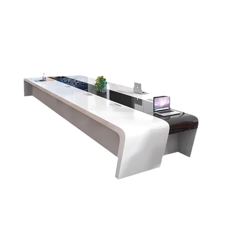 Painted conference long table, simple modern office negotiation table and chair combination, large conference room long desk