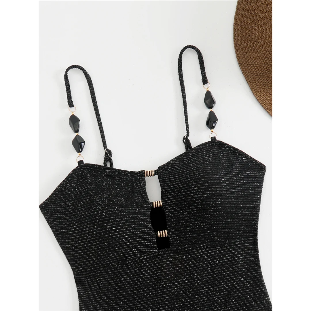 S - XL Glitzernder, funkelnder, ausgeschnittener Einteiler-Badeanzug für Damen, Badebekleidung, Monokini mit hohem Beinausschnitt, Badeanzug, Badebekleidung, Schwimmbekleidung V7369 – Detail 13
