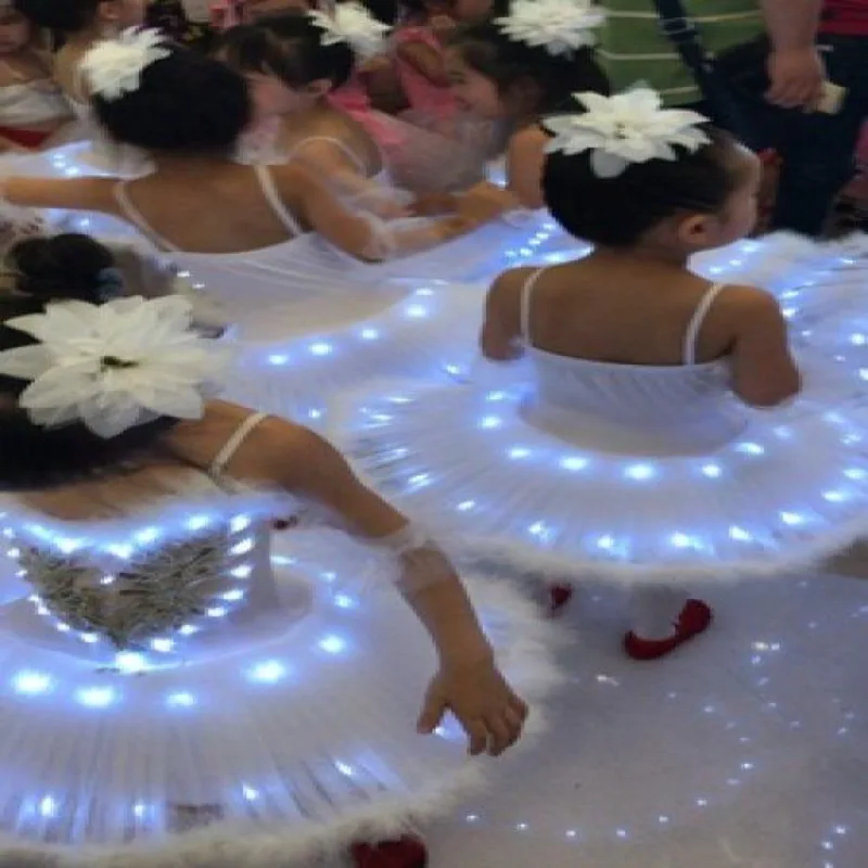 LED متوهجة توتو تنورة مرحلة الأداء زي الكبار ملابس الرقص أضواء الفلورسنت الهذيان فستان الحفلات تألق الأميرة تول