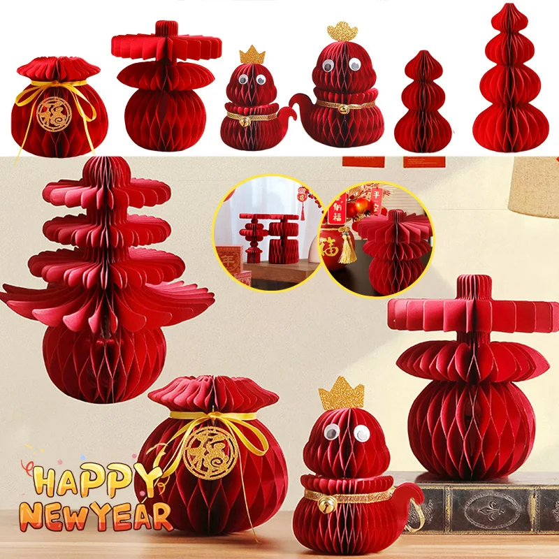 Neue Chinesische Neujahr Dekoration Schlange DIY Falten Papier Waben Ornament Schreibtisch Handgemachte Zimmer Desktop Wohnkultur Accesorios 2025