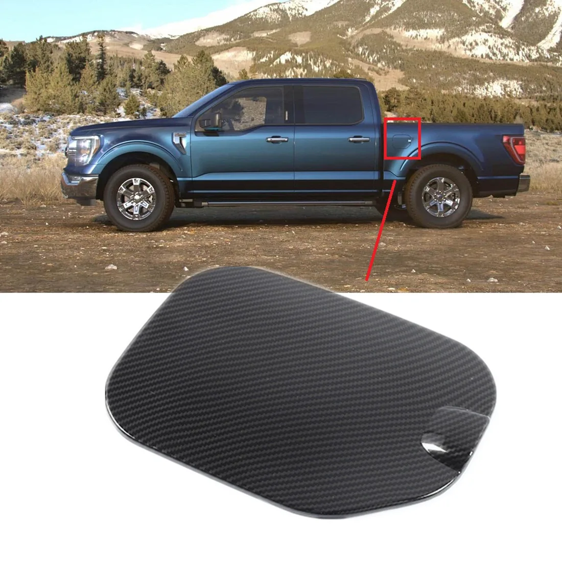 Fuel Filler Door Gas Tank Cap Cover for Ford F150 F-150 2021+ Accessories ABS Carbon Fiber