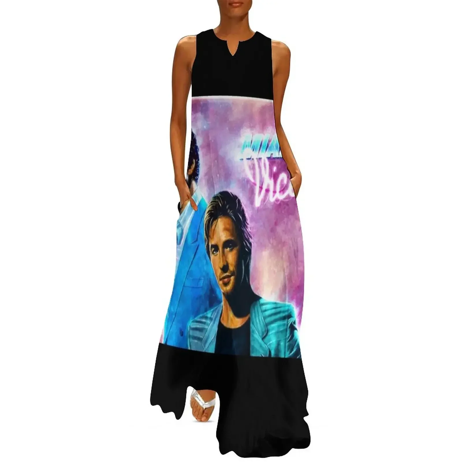 

MIami Vice - Crockett and Tubbs Long Dress summer clothes Woman's evening dress long sleeve dresses dress korean style