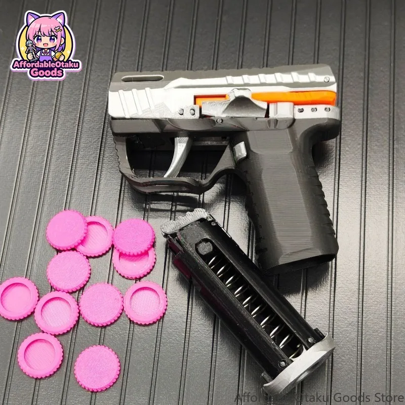 3D Printed Mini Disc Blaster Frisbee Launcher with Magazine Empty Mag Hold Open Fidget Backpack Keychain Toy Gift
