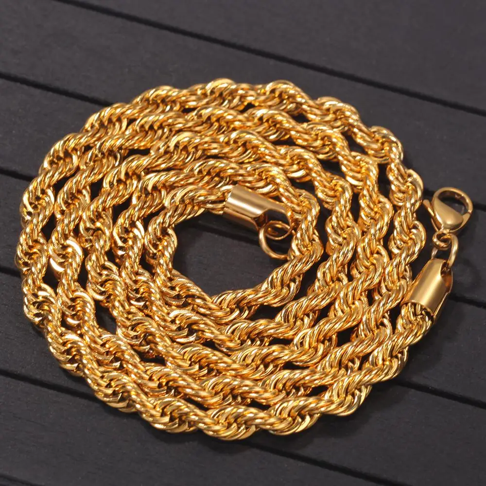 الجملة 6mm الحبل سلسلة الفولاذ المقاوم للصدأ تويست سلسلة PVD مطلية بالذهب قلادة 304L المجوهرات #6