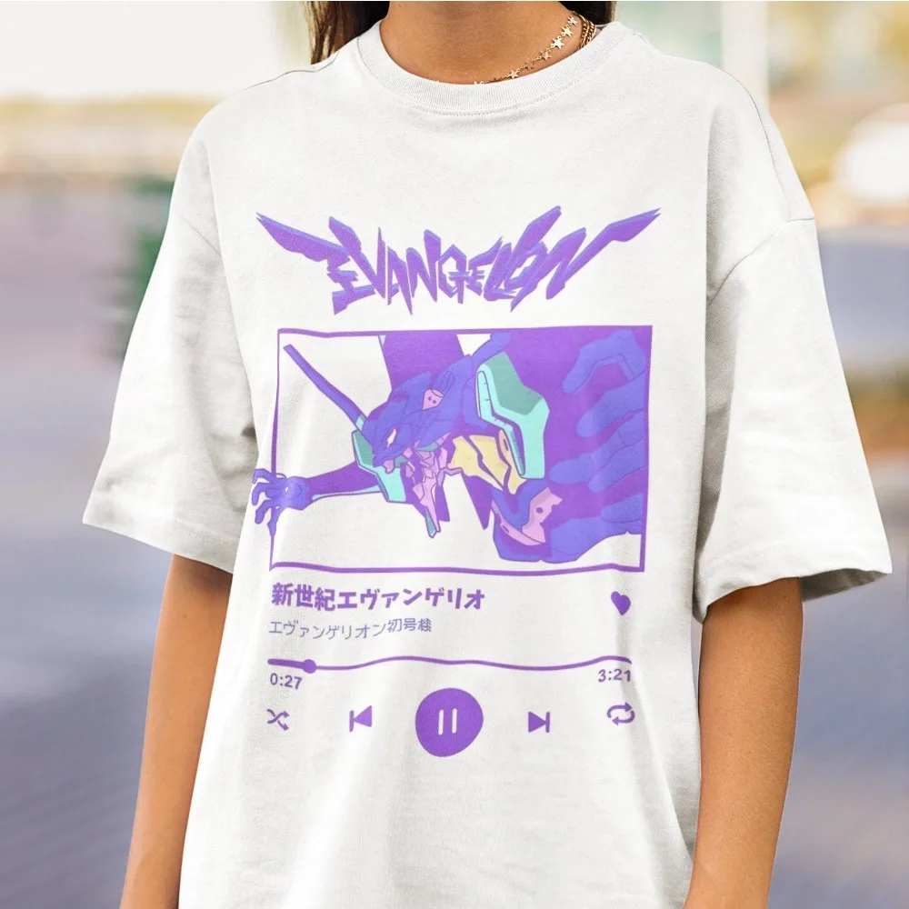 

Футболка с аниме, футболка из манги EVA, японский стиль, обязательный для отаку, повседневный, удобный, всесезонный базовый слой из чистого хлопка.