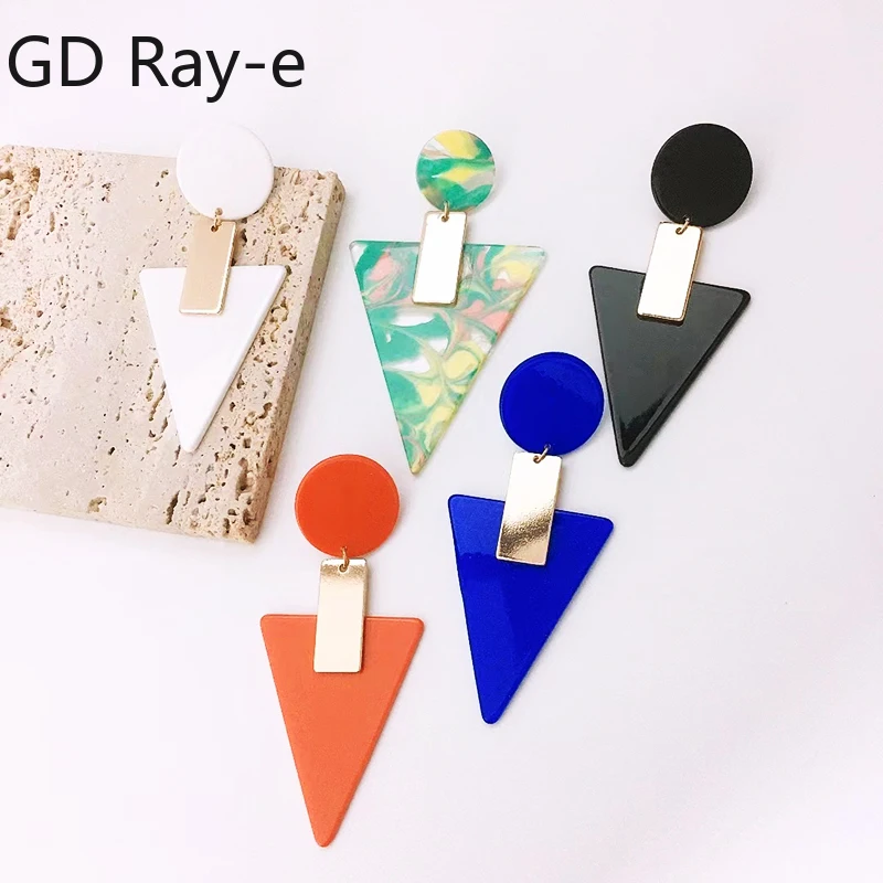 

New Trendy Triangle Acetic Acid Dangle Earring for Women Fashion Exaggerated Irregular Geometric Classic Earrings