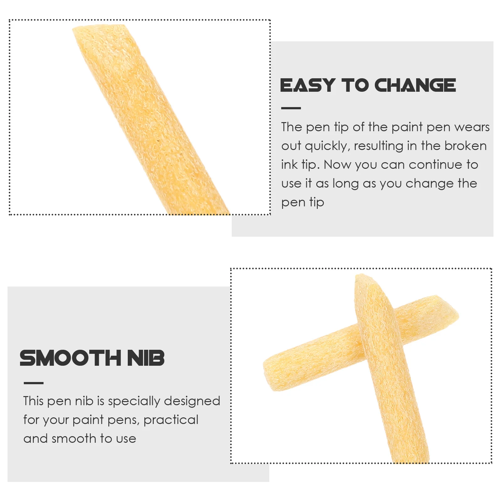 50 Pcs Paint Pen Marker Replacement Tip Tips for Pens Acrylic Yellow Nibs Markers