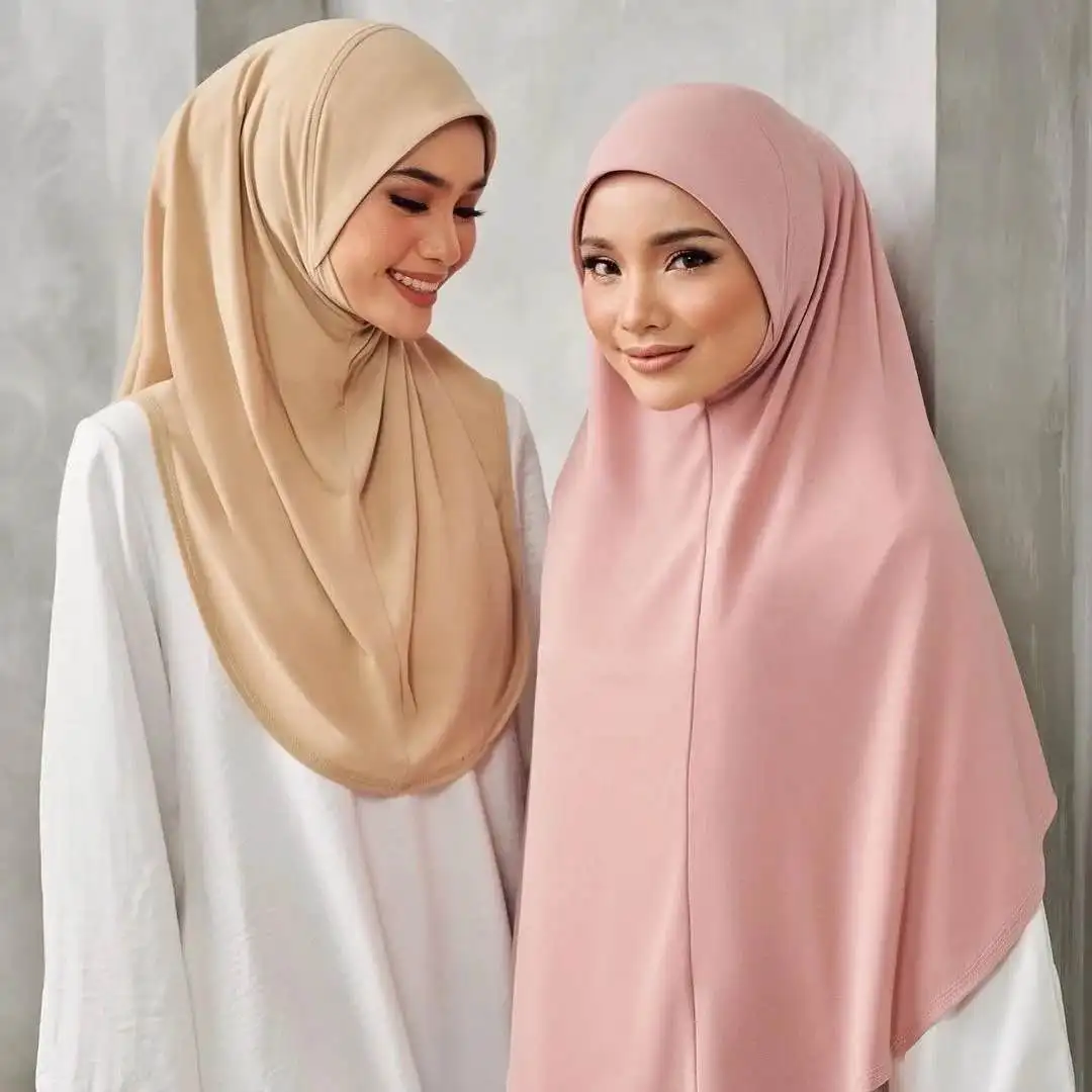 Malaiische Doppel Kinn Unterkappe Muslimische Frauen Einfarbig Innen Schal Islamischen Instant Hijab Damen Kappe Kristall Hanf Motorhaube Hut 80*55 cm