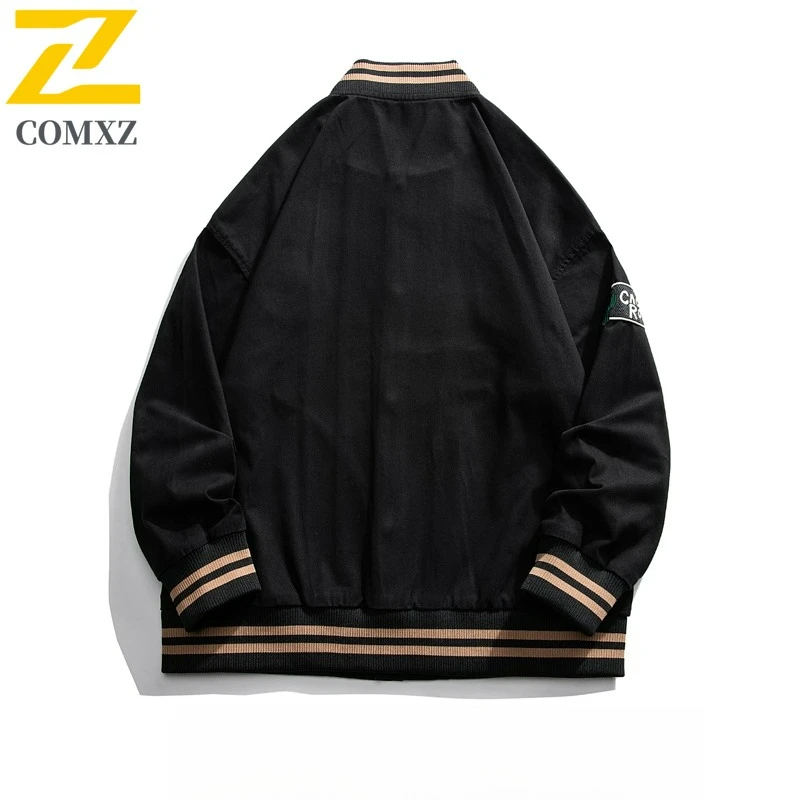 COMXZ Versatile Baseball Jacket 2025 New Loose Fit Casual Adventure Jackets Mens Sport Baseball Collar Spring Autumn Outerwear