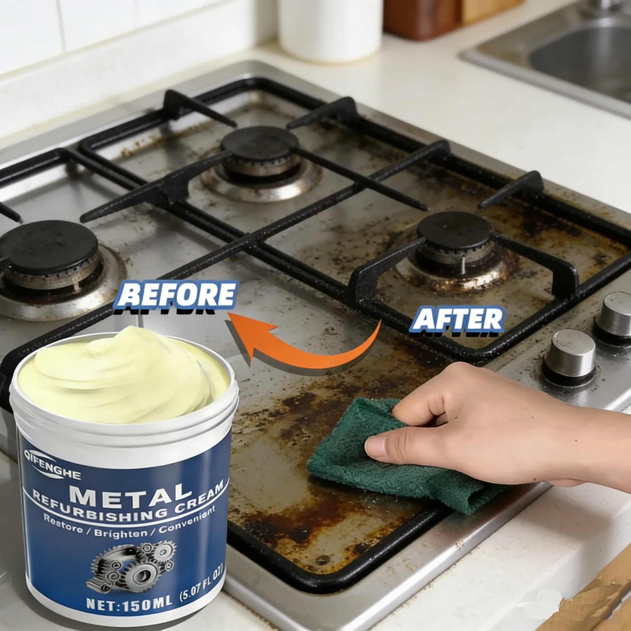 Furniture Hardware Cleaner - Metal Refurbishing Cream 150ML Rust Removal