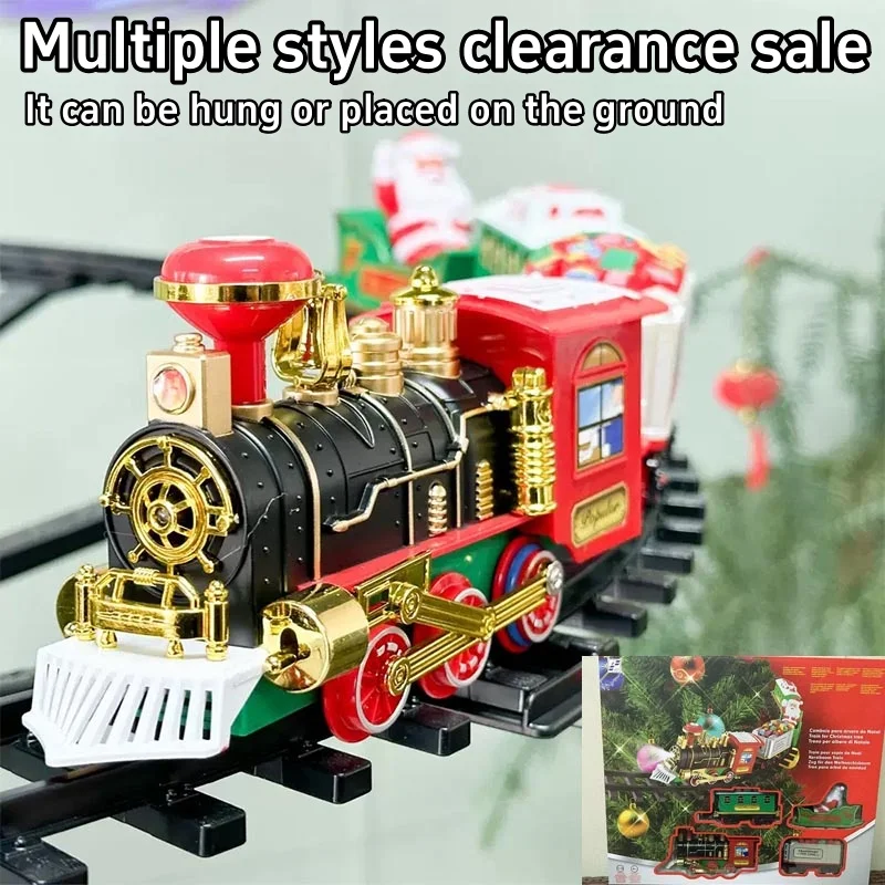 Juego de tren de Navidad con luces, sonidos, vías ferroviarias, motor locomotor para árbol de Navidad, juguetes electrónicos, regalo para niños