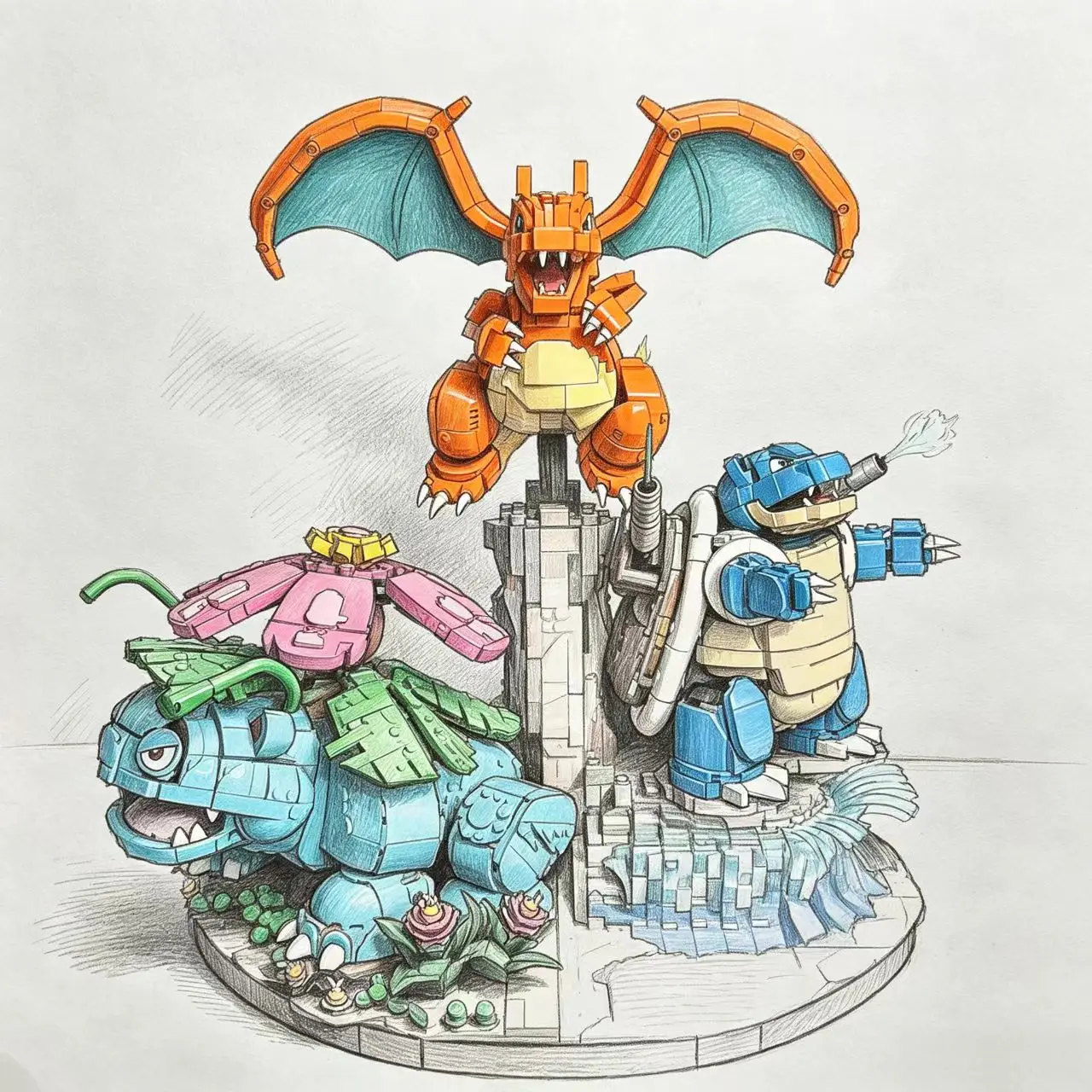 Nouveautés, 6838 figurines assemblées de trois créatures divines évoluées – parfaites pour les fêtes de fin d'année, les cadeaux d'anniversaire.