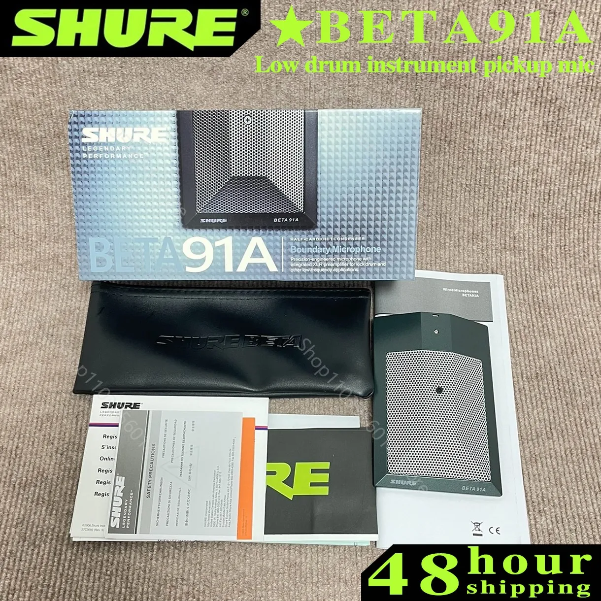 Shure beta 91aベースドラム楽器コンデンサー、境界マイク、低周波ピックアップに適しています、マイク、オリジナル