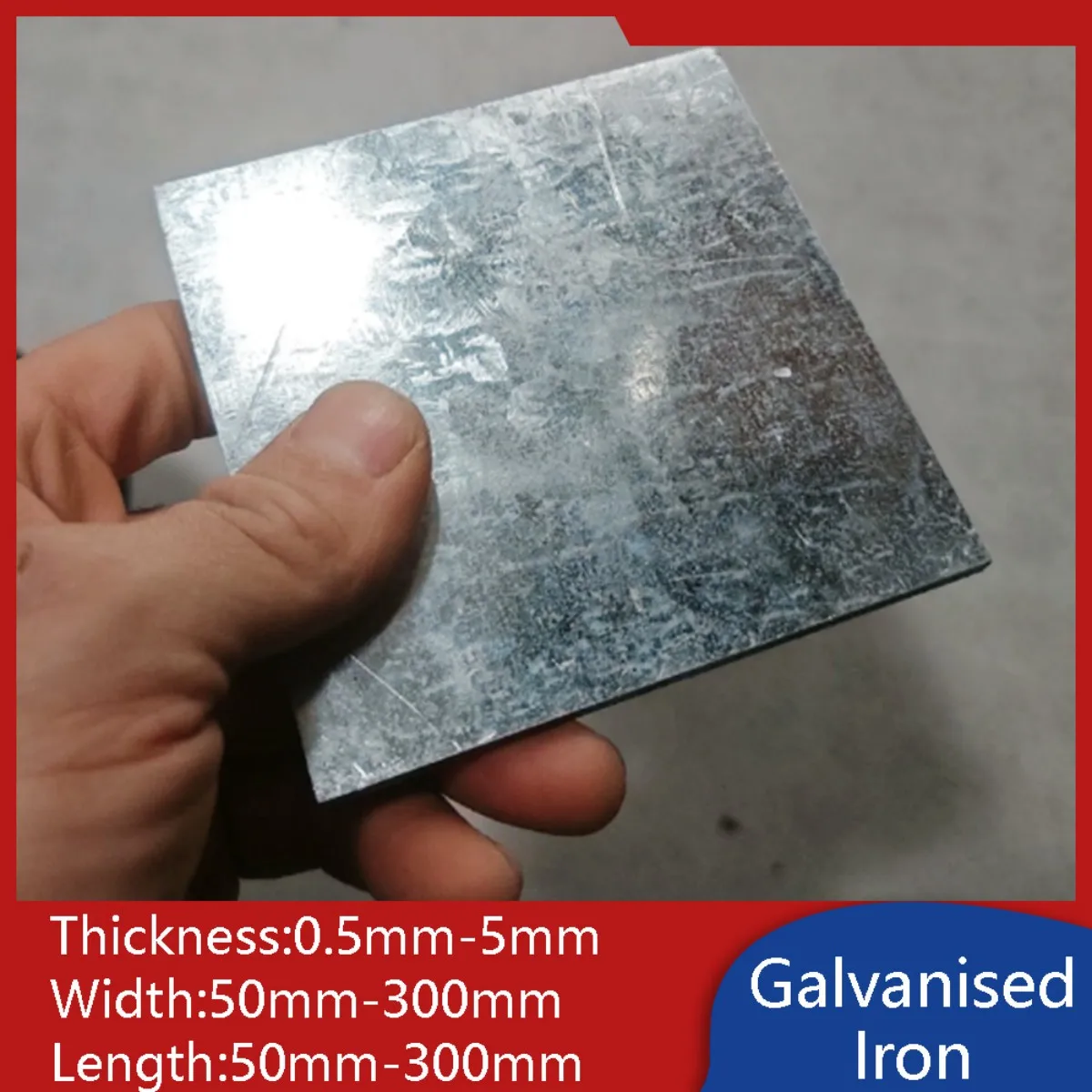 Galvanised Iron Sheet 50mm-300mm Metal Plate Zinc-Coated Steel Flat Panel - Sizes and Shape Can Be Customised