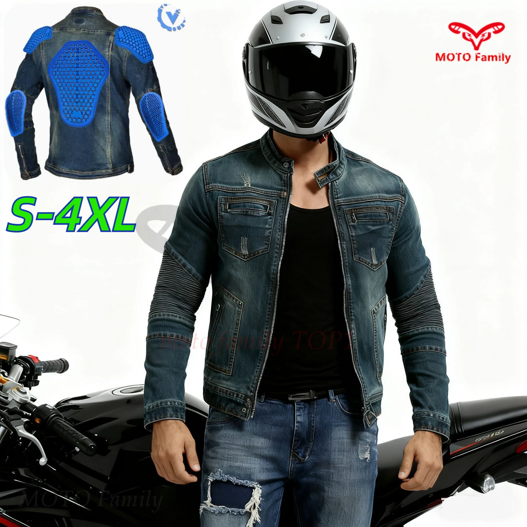 VOLTERO motorcycle jacket men women casual all-season motorcycle denim jacket anti-shock clothing vintage denim jacket