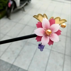 Anime Cosplay Handmade Kamisama Kiss Momozono Nanami Pink Kanzashi Hairpin for Kimono Halloween Christmas Party Hair Stick Gift