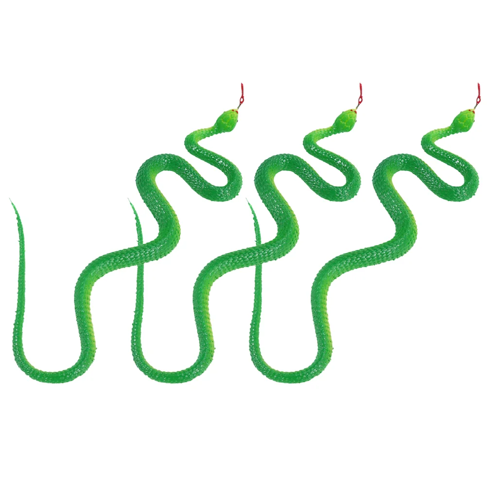 3 Pcs Toys Simulated Snake Fake Trick (little Green Snake) Interesting Snakes Artificial Desktop 22X1CM Props Party Spoof