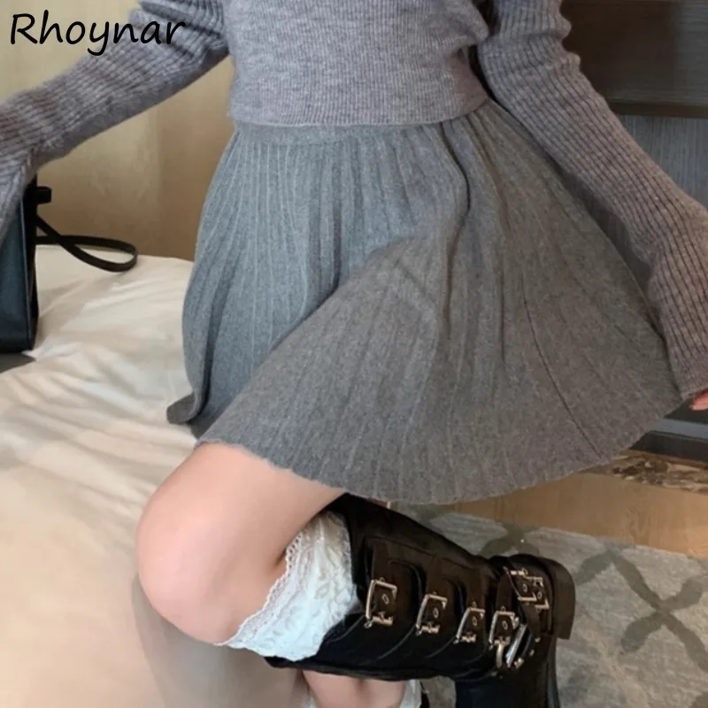 

Solid Mini Skirts Women Autumn Elegant Girls Pleated High Waist Simple All-match Casual Daily Skin-friendly Slimming Korean Chic