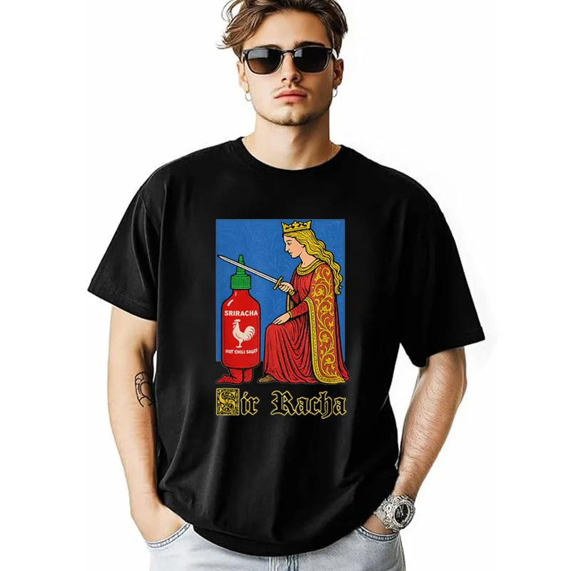 Lustiges Hot Sauce Art T-Shirt Vintage Humor Sriracha Hot Chili Sauce Grafik Outfit Neuheit Geschenk Y2k Design Kurzarmblusen